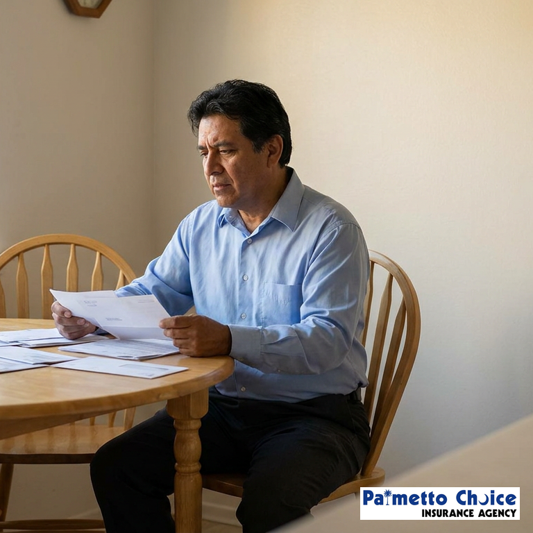 Man at his dining room table shopping for SR-22 Insurance in South Carolina